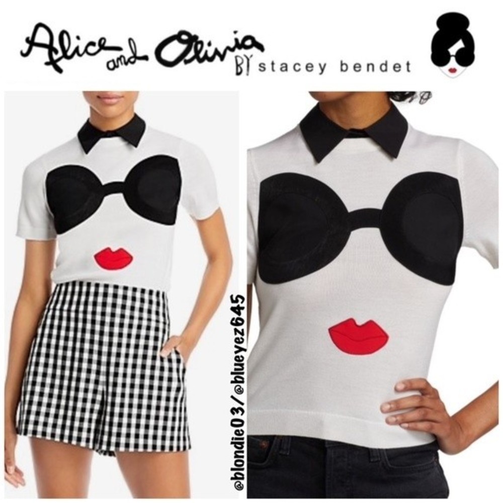 Alice + Olivia “Linden” Stace face sweater XS NWT